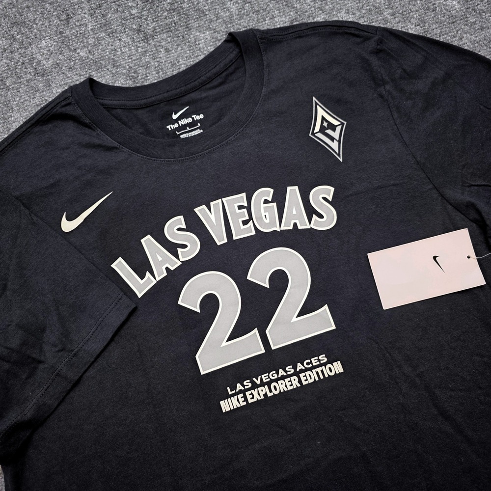 Nike Las Vegas Aces A'ja Wilson 22 Explorer Edition Black Tee Shirt Men's Large